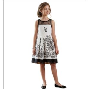 Bonnie Jean Elegant Black and White Floral Kids Dress